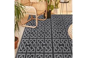 RIDOTA Reversible Mats, Outdoor Patio Rugs, Plastic Straw Rug, Modern Area Rug, Floor Mat for Outdoors, RV, Patio, Backyard, Deck, Trailer, Camping (5' x 8', Chain Black & Grey)