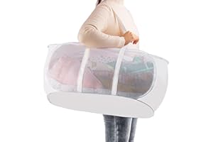 LVXINLI reinforced extended shoulder straps Laundry Hamper,Tear Proof Pop Up Laundry Hampers, foldable mesh Laundry basket. Used for travel, laundry room，university dormitory etc.(Horizontal (white))……