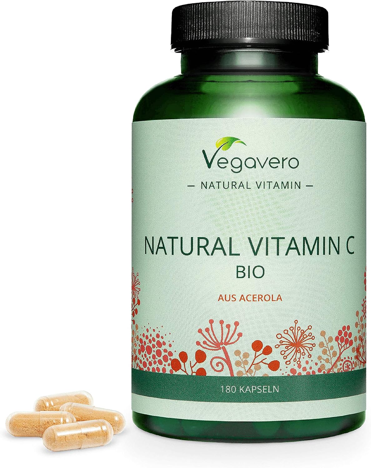Vegavero Natural Vitamin C Supplement, 180 count (Pack of 1)