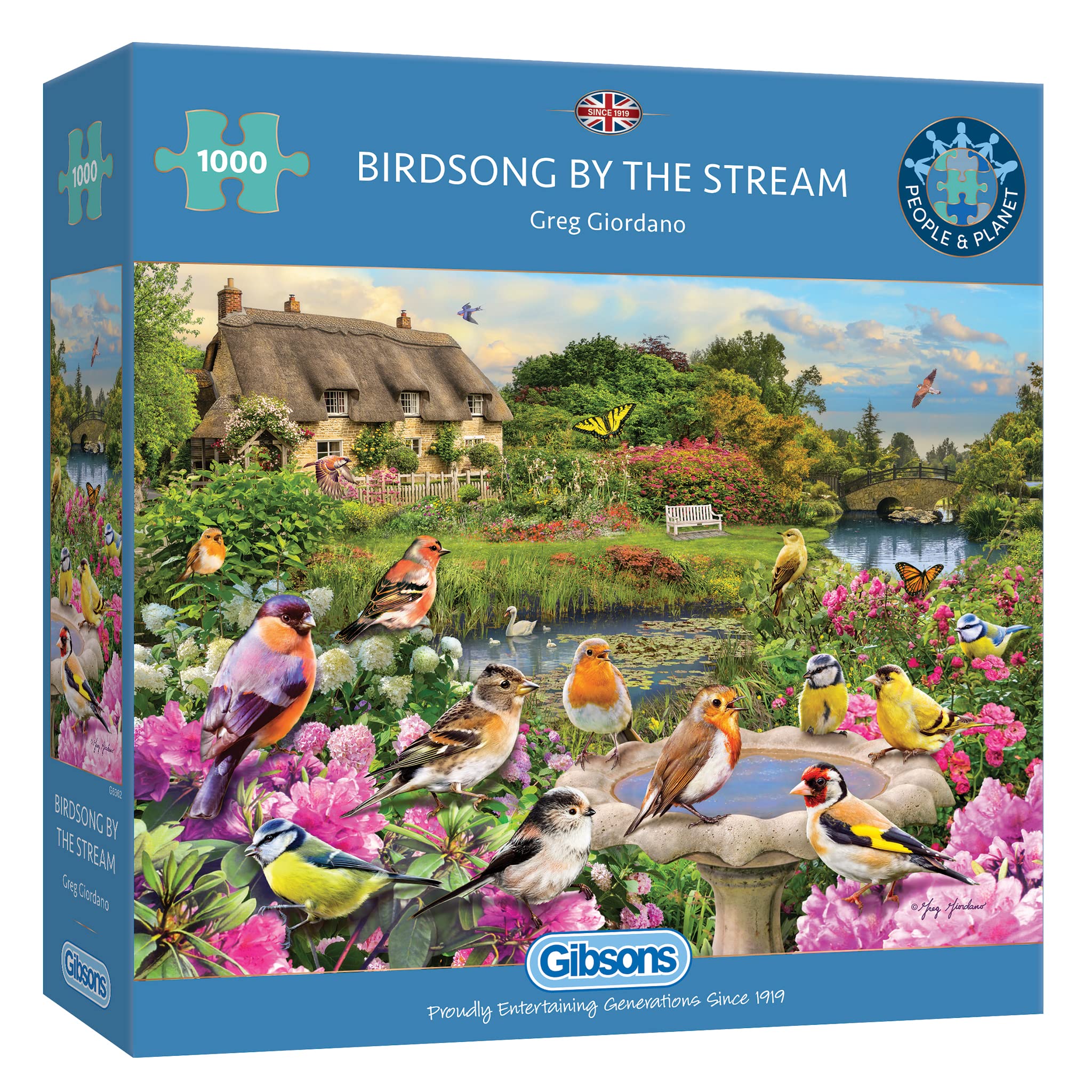 Gibsons Birdsong by the Stream 1000 Piece Jigsaw Puzzle | British Garden Birds Nature | Sustainable Jigsaw Puzzle for Adults Teens | Premium 100% Recycled Board | Great Gift | Gibsons Games — image 1