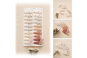 Fancy Clouds 20 Pack Baby Hair Clips for Girls Toddler,Neutral Fabric Snap Clips Pins With Embroidery Daisy Flower Butterfly,