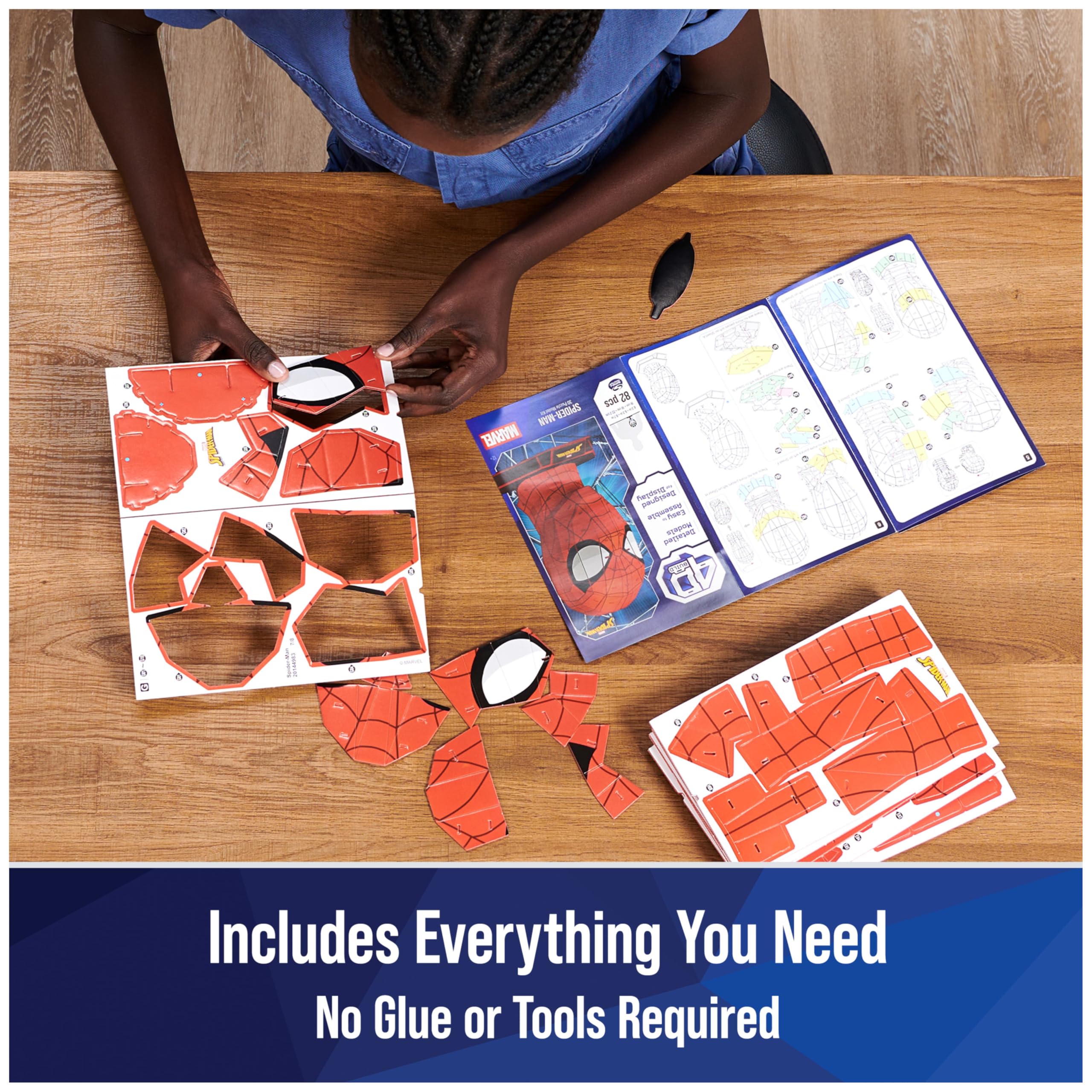 4D Build, Marvel Spider-Man 3D Puzzle Model Kit with Stand 82 Pcs | Spider-Man Desk Decor | Building Toys | 3D Puzzles for Adults & Teens 12+