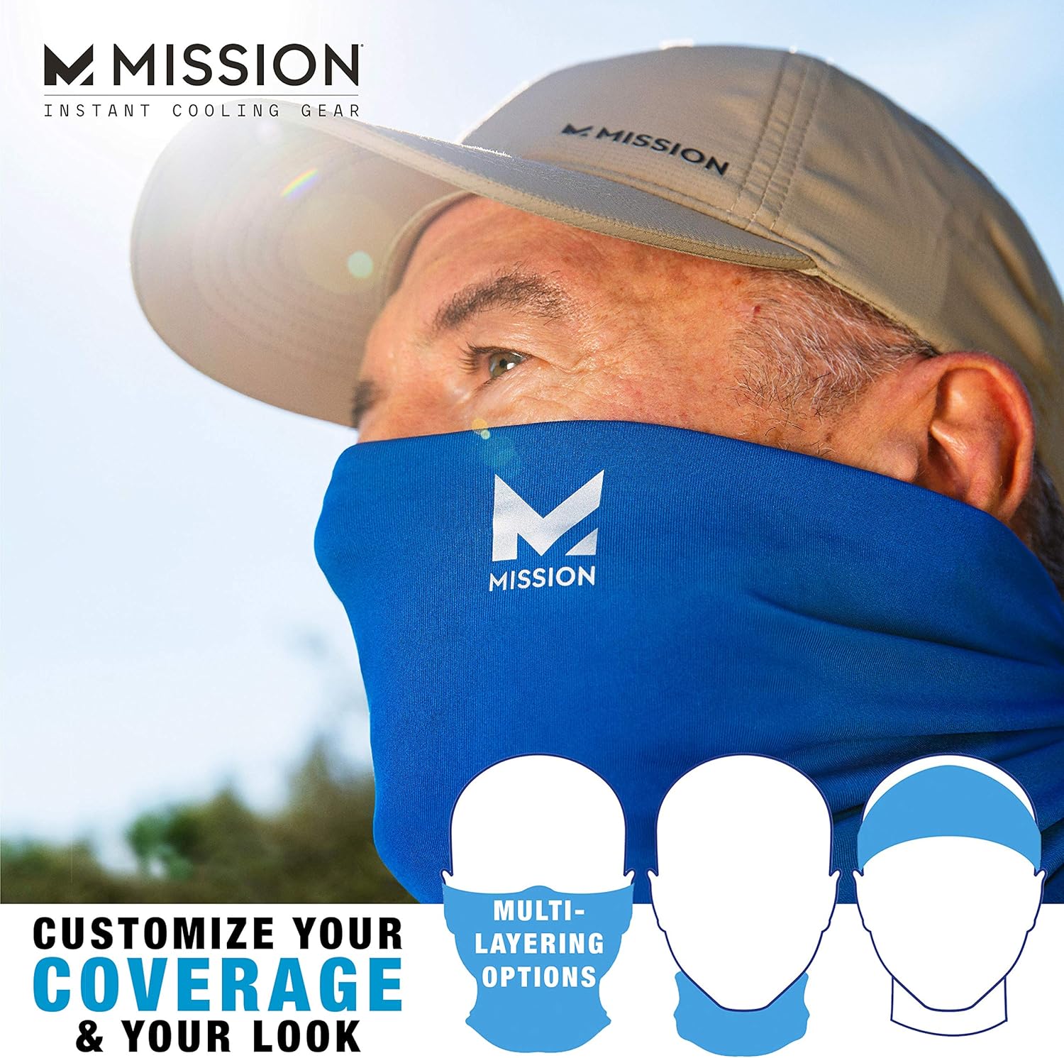 Mission Cooling Neck Gaiter Customize Your Coverage, Face Mask, Cools when Wet- Black: Clothing