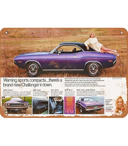 Amazon.com: RetroRust 7 x 10 METAL SIGN - 1970 Dodge Plum Crazy