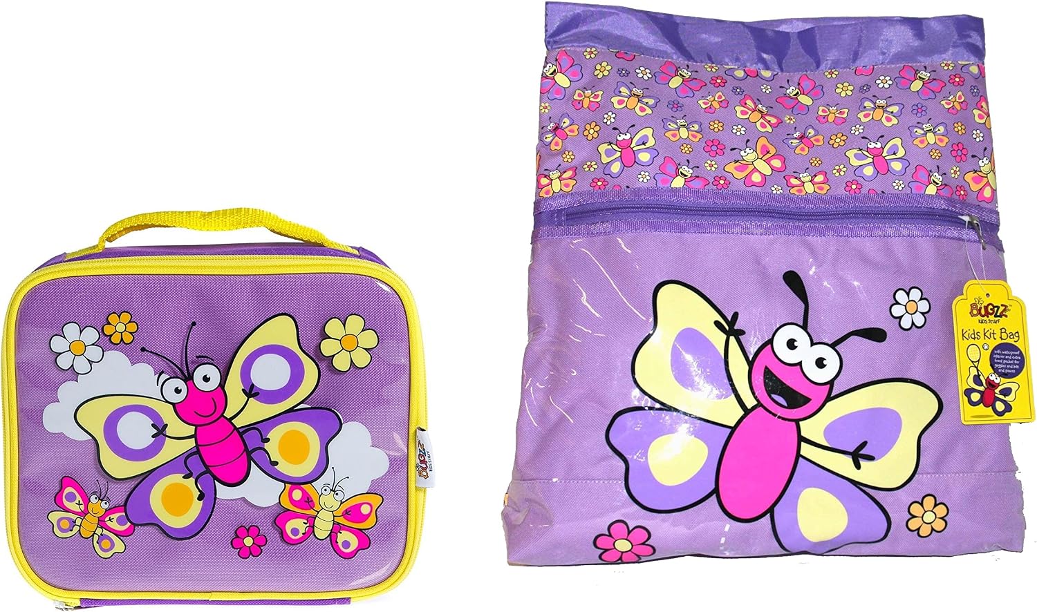 Bugzz Kids Stuff Children's School Bag Set - Swimming Bag and Lunch Bag Set. (Butterfly)