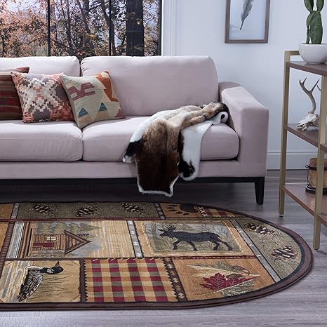 Buy Tayse Homespun Cabin Multi Color 4x6 Oval Area Rug Cabin For