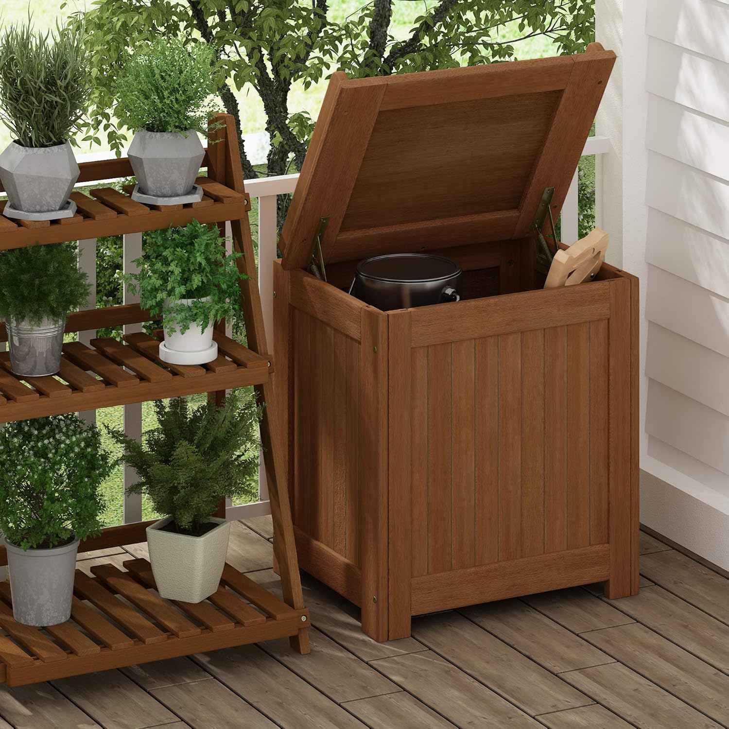 Furinno FG19749 Tioman Outdoor Hardwood Storage Box, Natural : Garden & Outdoor