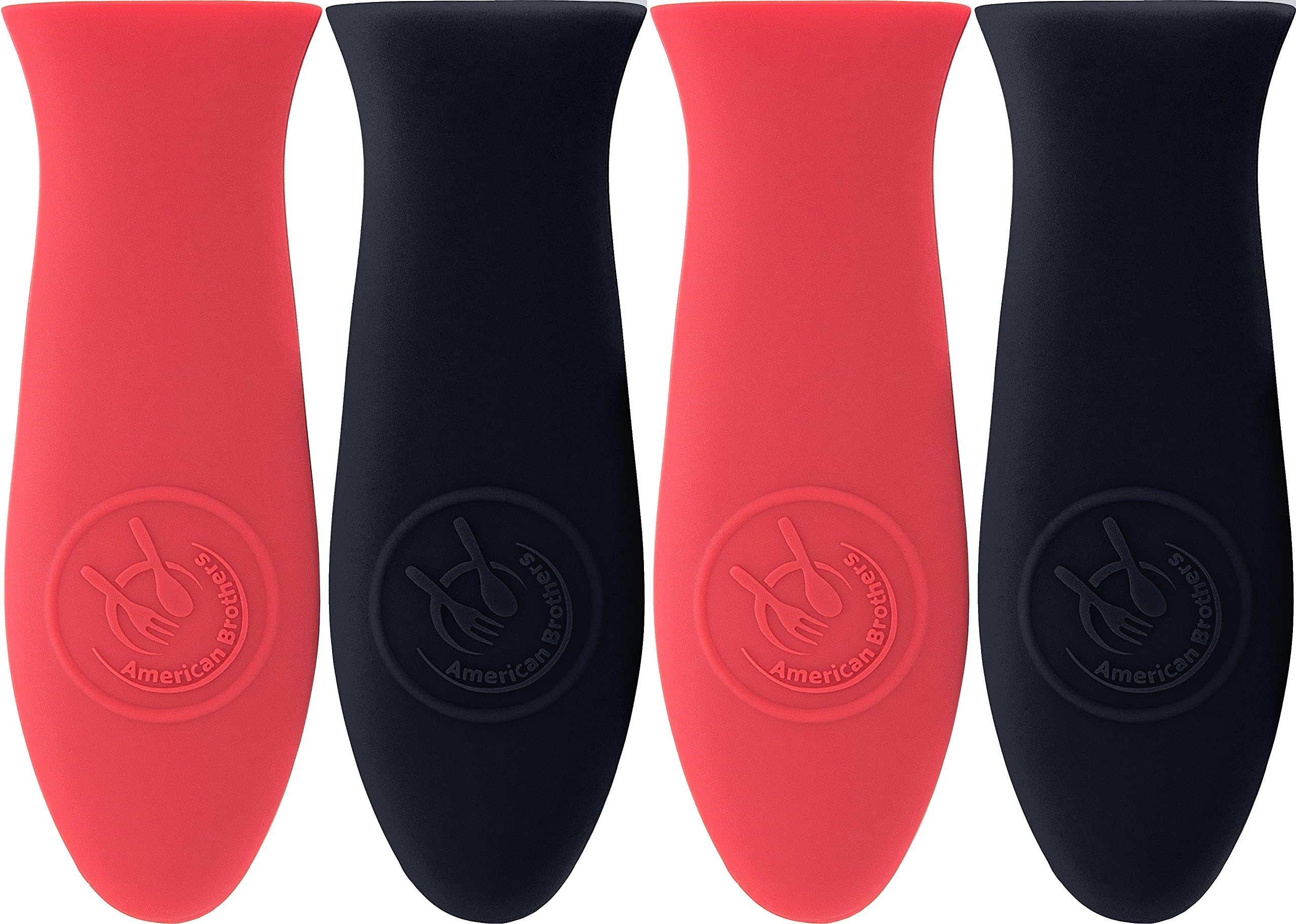 Premium Cast Iron Handle Cover, Heat Protecting Silicone Hot Handle Holder, Silicone Pot Handle Cover for Cast Iron Skillets 4 Pcs