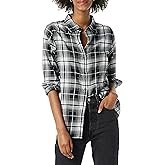 Amazon Essentials Women's Regular-Fit Long-Sleeve Lightweight Plaid Flannel Shirt