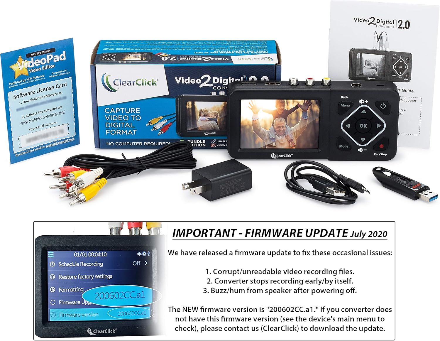 ClearClick Video to Digital Converter 2.0 (Second Generation) - Record Video from VCR's, VHS Tapes, AV, RCA, Hi8, Camcorder, DVD, Gaming Systems (Bundle Edition): Home Audio & Theater