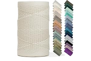 Recycled Cotton Macrame Cord 4mm x 547 Yards – Thick Single Strand Cord Made of Soft Cotton – Colored Macrame Rope Supplies for Decor, Crafts & Plant Wall Hangers by GANXXET, 1640 Ft., Natural