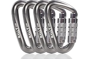 Rallt Carabiners 12kN- Heavy Duty Carabiner Clip for Hiking, Hammock, Backpacking- Lightweight, No Rust Aluminum Camping Accessories