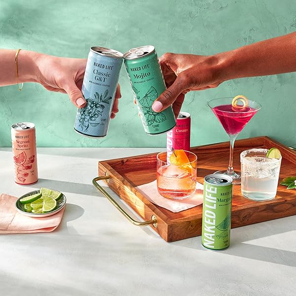 NAKED LIFE NON-ALCOHOLIC DRINKS, MARGARITA, ZERO SUGAR, LOW CALORIE, ALCOHOL-FREE COCKTAILS 4 PACK, 8.4 FL OZ CANS