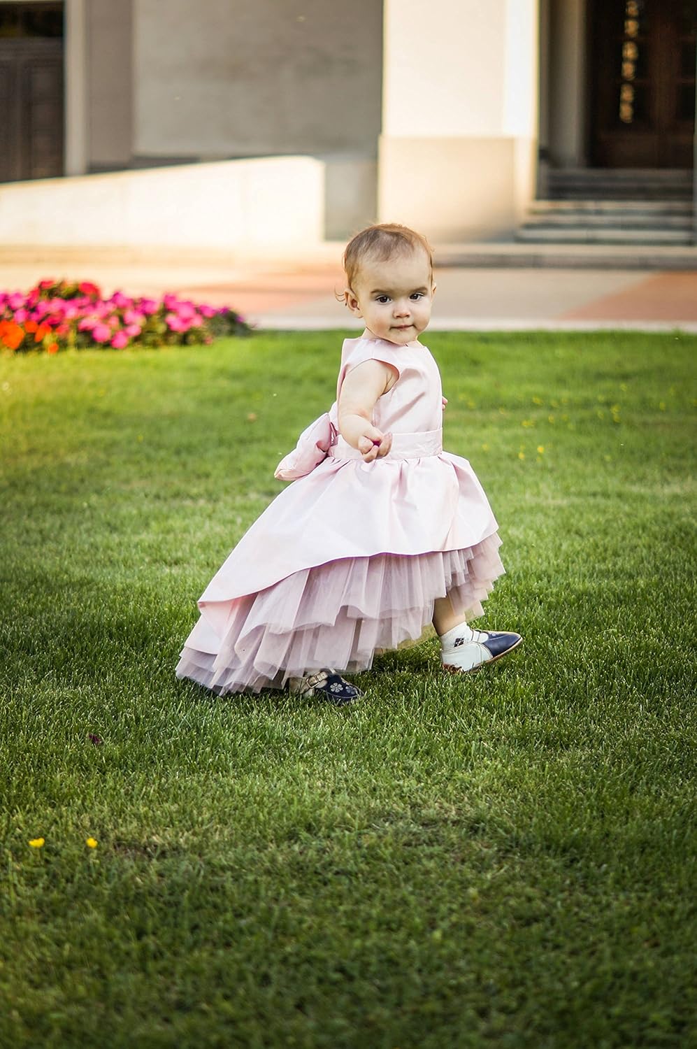 pink princess flower girl