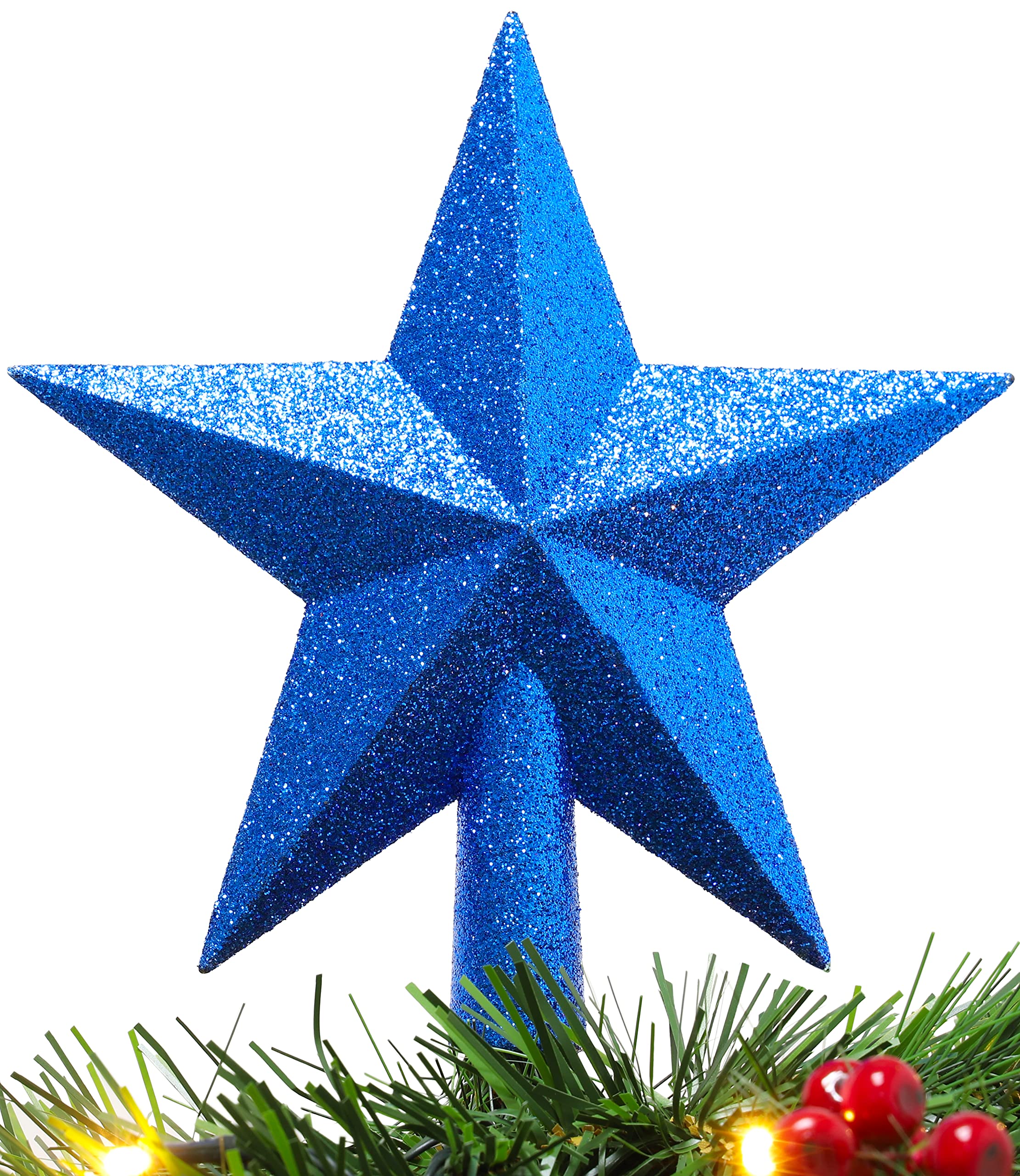 Christmas Concepts® 200mm (8") Glitter Tree Top Star Decoration – Christmas Tree Topper (Royal Blue)