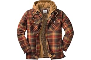 Legendary Whitetails Men's Plaid Flannel Shirt Jacket Quilted with Hood Polyfill Insulated