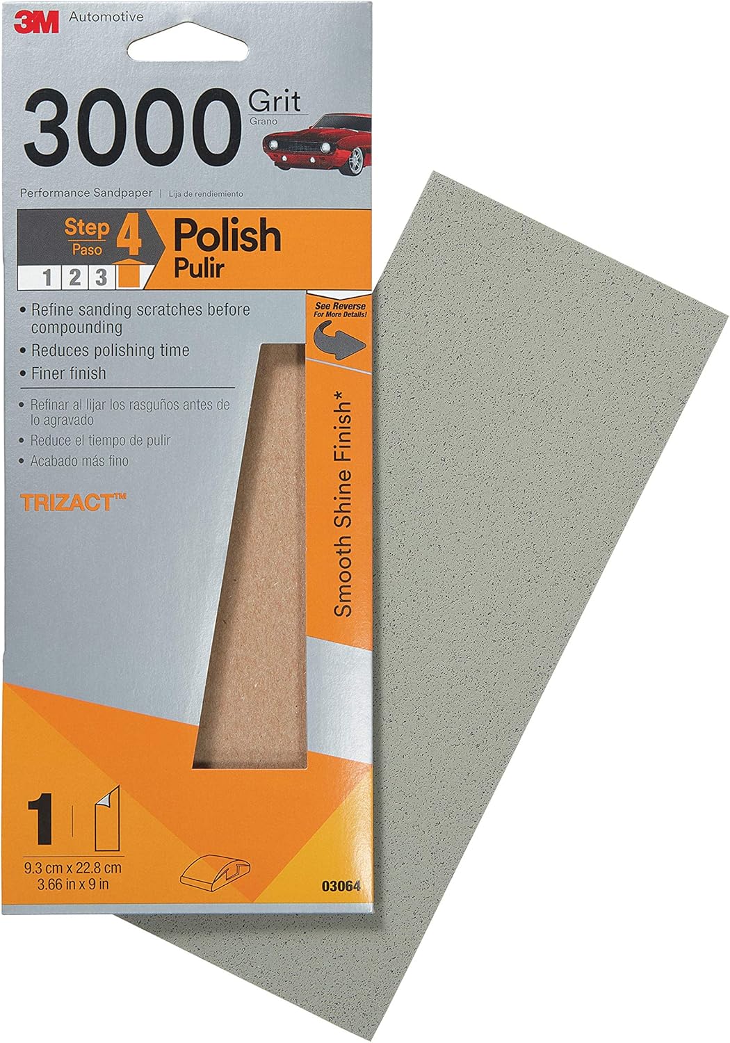 3M Trizact Performance Sandpaper, 03064, 3-2/3 in x 9 in, 3000 grit,5: Garden & Outdoor
