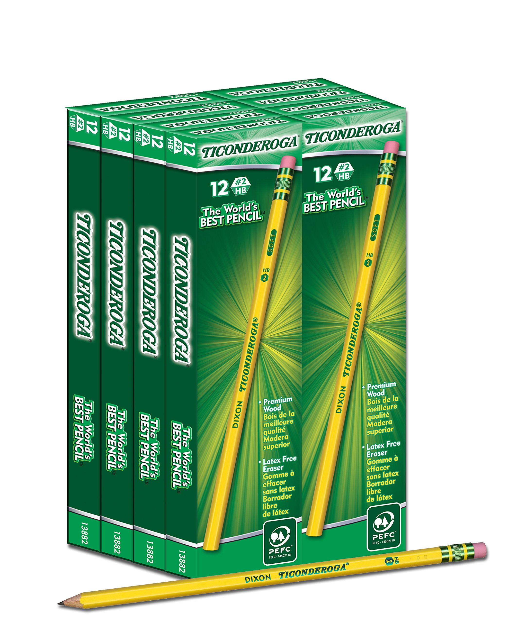 Dixon Ticonderoga WoodCased 2 HB Pencils Box of 96 Yellow (13872