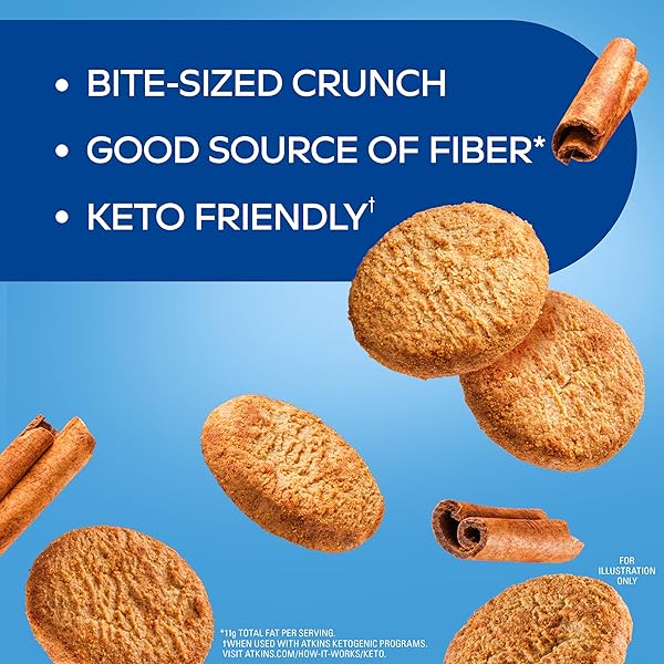 ATKINS BITE-SIZED CRUNCHY PROTEIN COOKIES, SNICKERDOODLE, 8G PROTEIN, 4G FIBER, 1G NET CARB, 1G SUGAR, KETO FRIENDLY, 3 BAGS (5 SERVINGS PER BAG)