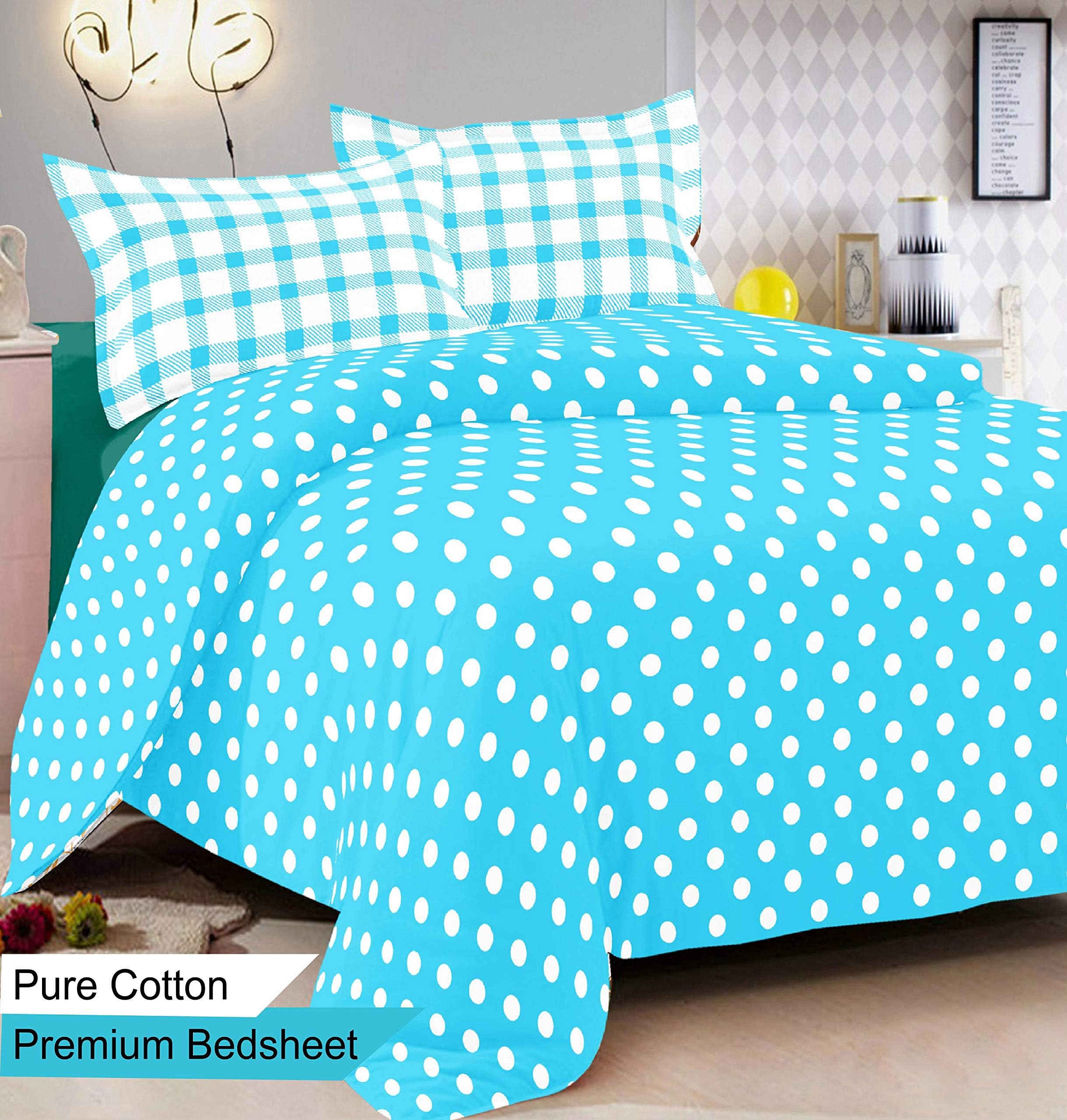 R R Textile House Cotton 144 TC Bedsheet (Queen_Multicolour)