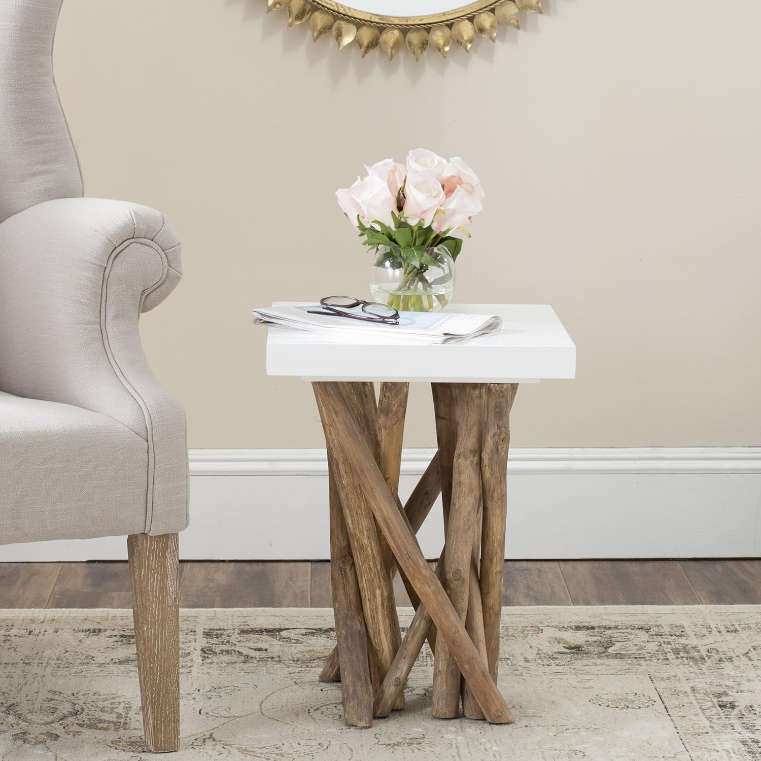 Best reclaimed wood white side table