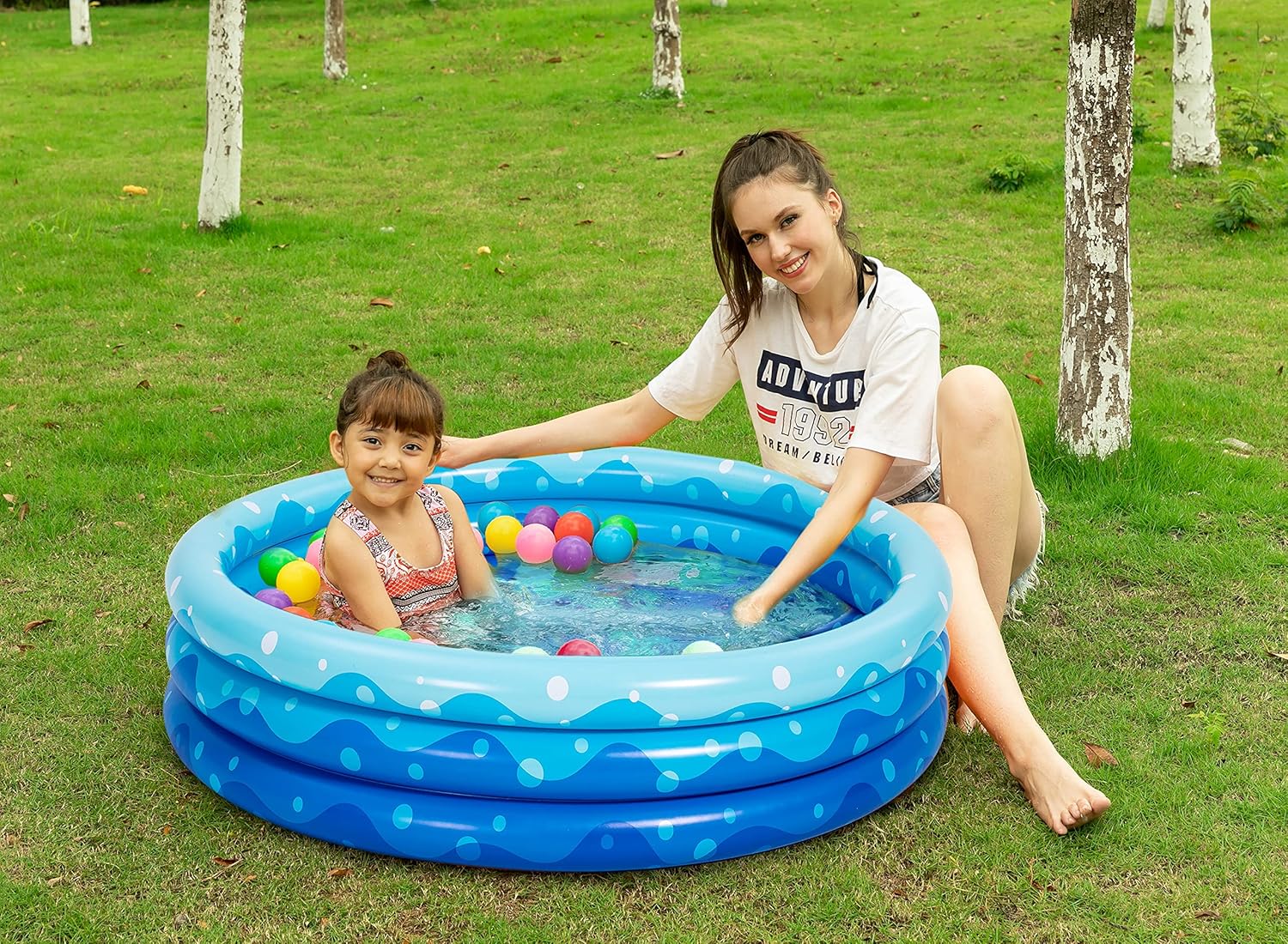 2 Packs 45" X 10" Inflatable Kiddie Pools, Blue Swimming Pool for Kids Summer Fun, Indoor&Outdoor Water Pool Baby Pool Pit Ball Pool for Ages 3+: Toys & Games