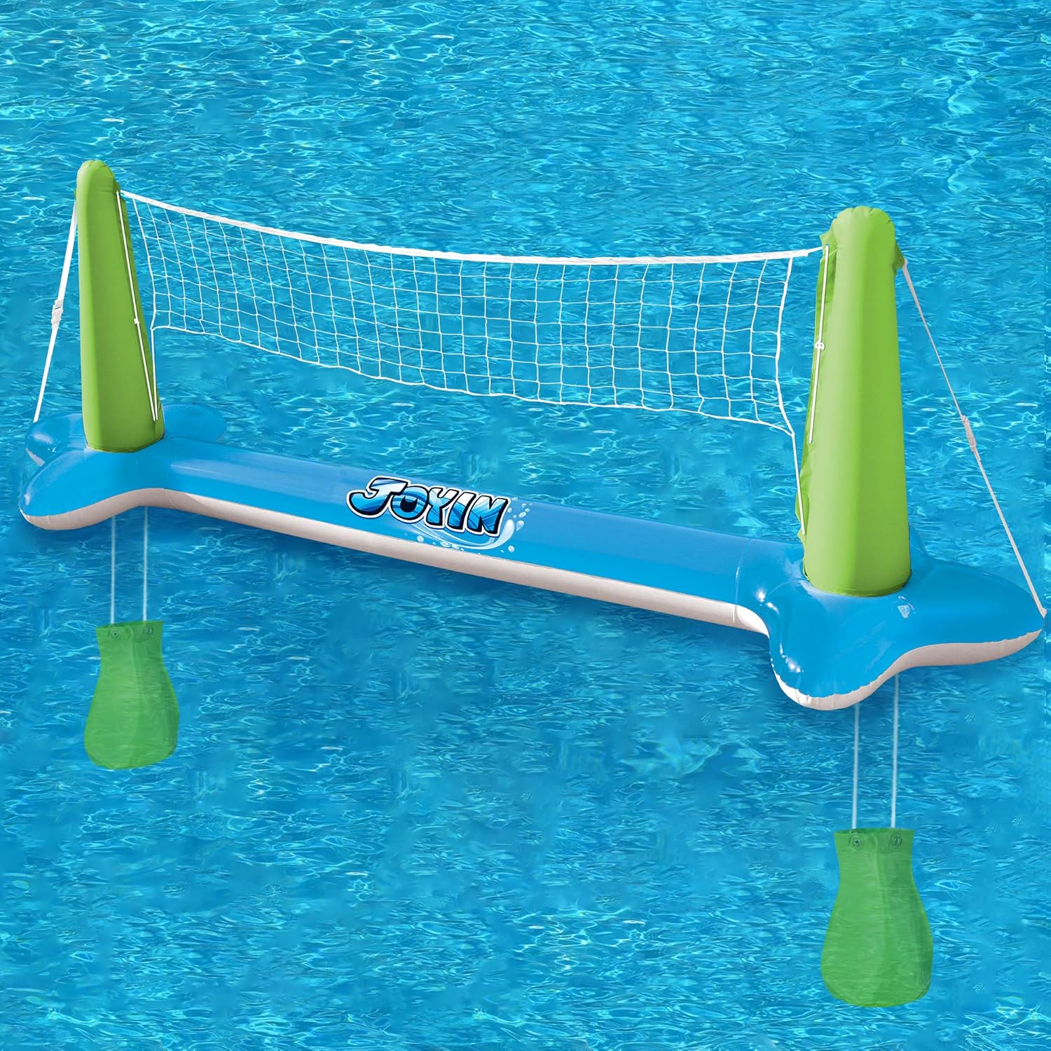 Inflatable Volleyball Net & Basketball Hoops Green & Blue Pool Float Set; Balls Included for Kids and Adults, Summer Pool Game, Summer Floaties, Volleyball Court (105”x28”x35”)|Basketball (27”x23”x27”: Sports & Outdoors