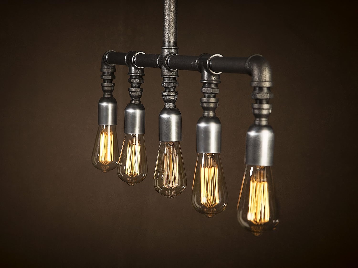 Pipe Light Chandelier Rustic industrial black iron ceiling fixture