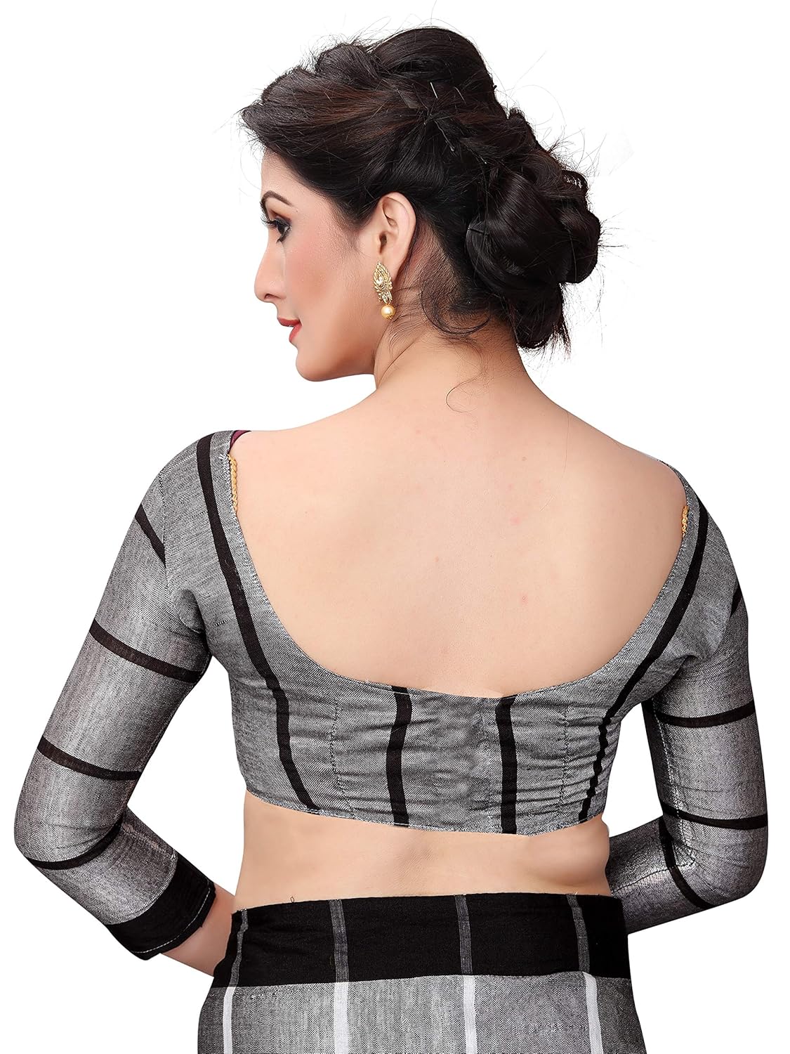 perfectblue women's linen saree with blouse piece (whitepalluvariation)