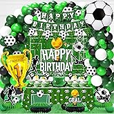 jenlion Soccer Birthday Party Decorations, 120Pcs Kit with Tablecloth, Backdrop Banner, Cake Topper, Balloons, Centerpieces & More for Boy