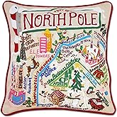Catstudio North Pole City Embroidered Pillow, Winter Holiday Decorative Throw Pillow with Original Artwork - Perfect for Christmas Decorations or Holiday Home Decor
