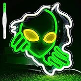 VIKLIU Green Alien Neon Sign USB Powered Alien LED Neon Light Signs for Man Cave Bedroom Game Room Bar Pub Party Home Decor Fantasy Gifts for Alien Fans, Teenage Boys, Kids