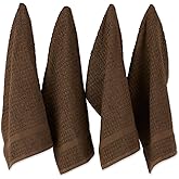 DII Basic Terry Collection Waffle Dishtowel Set, 15x26, Solid Brown, 4 Piece