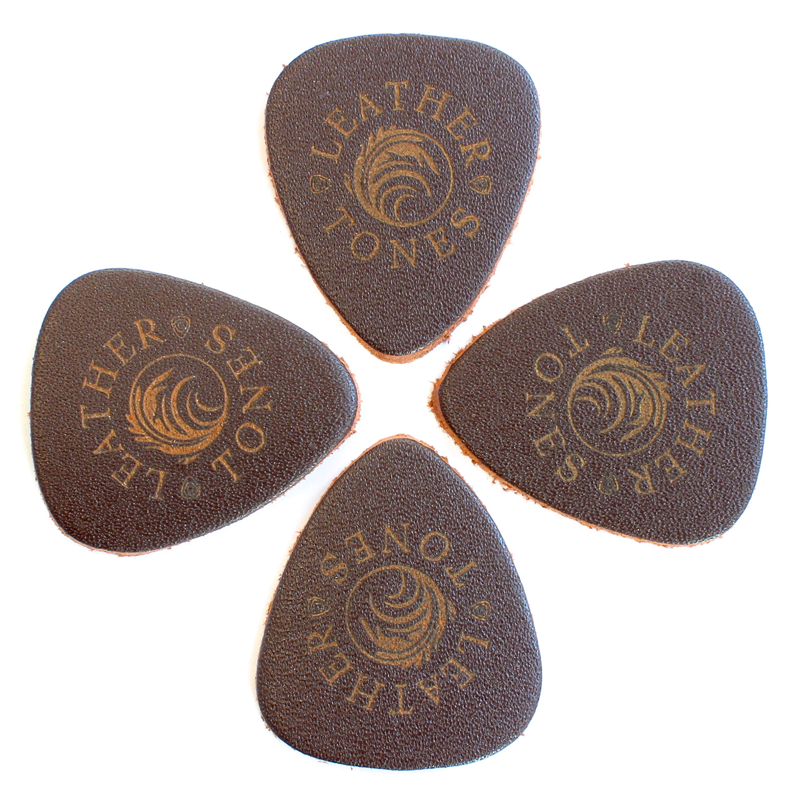 Leather Tones Guitar Plectrum, Brown Leather (Pack of 4)