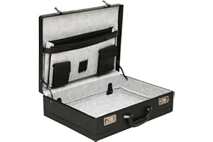 TASSIA Mens Large Leather Look Attache Case Expanding Business Briefcase Bag