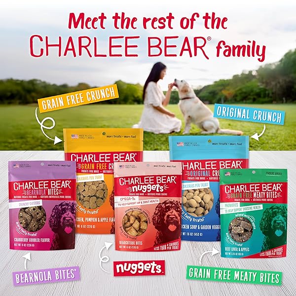 CHARLEE BEAR CRUNCH GRAIN FREE DOG TREATS, CHICKEN, PUMPKIN AND APPLE, 8 OUNCE RESEALABLE BAG, LOW CALORIE TRAINING TREATS FOR DOGS, LIMITED INGREDIENT, HEALTHY, CRUNCHY DOG SNACKS, MADE IN USA