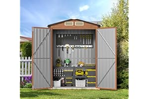 FLORISE Outdoor Storage Shed, 5x3 Ft Metal Steel Tiny House with Lockable Door, Vertical Outside Storage Building for Garden, Backyard, Lawn, Patio Utility, Tool Storage