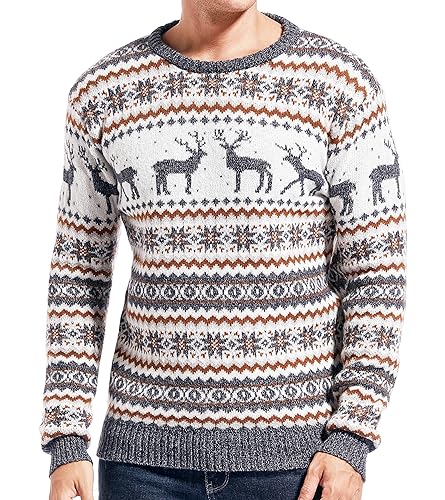 Men's Christmas Rudolph Reindeer Holiday Festive Knitted Funny Ugly Sweater  Cardigan Cute Pullover Jumper (XXX-Large, norwegianXmas) in Oman Whizz
