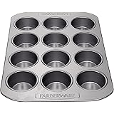Farberware Nonstick Bakeware 12-Cup Muffin Pan, Gray