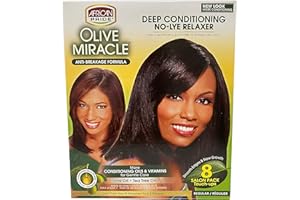 African Pride Olive Miracle Deep Conditioning No-Lye Relaxer - Regular Kit 8-Count