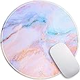 Oriday Customized Round Gaming Mouse Pad, Aesthetic, Stylish Circular Mousepad with Stitched Edge for Desk, Work, Home Office Decor, Washable, 8.7" x 8.7" Large Size, 3mm Thickness (Soft Marble)