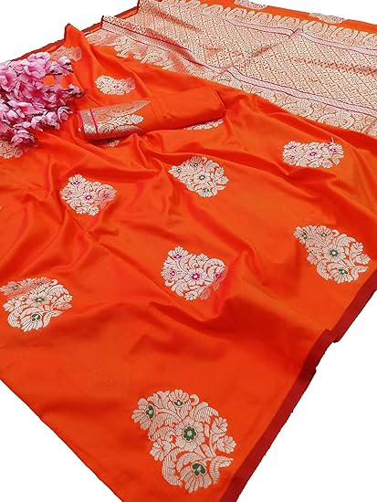 Womens Latest Ethnic Wear Banarasi Art Silk Saree With Unstitched Blouse Piece