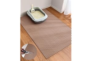 Cooyes Cat Litter Mat - Cut to Fit Any Place, 35"x23" Large Litter Trapping Mat for Litter Box, Easy to Clean, Waterproof & Non-Slip Kitty Pad, Scatter Control to Protect The Floor (Khaki)