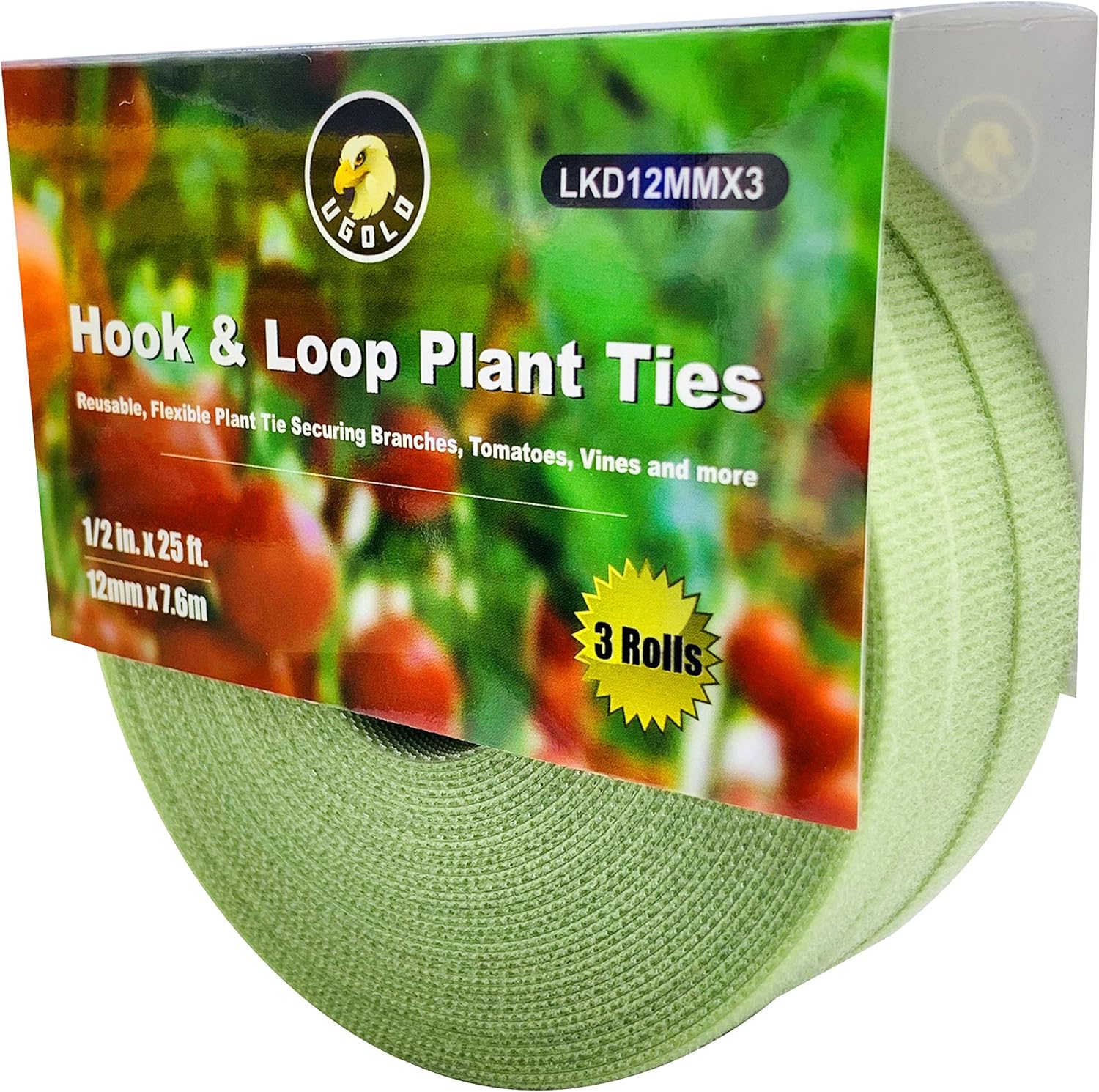 Ugold Hook and Loop Garden Tie, Reusable Nylon Plant Tie