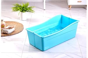 G Ganen Plastic Foldable Bathtub for Shower Portable Ice Bath Tub Blue 30Inch