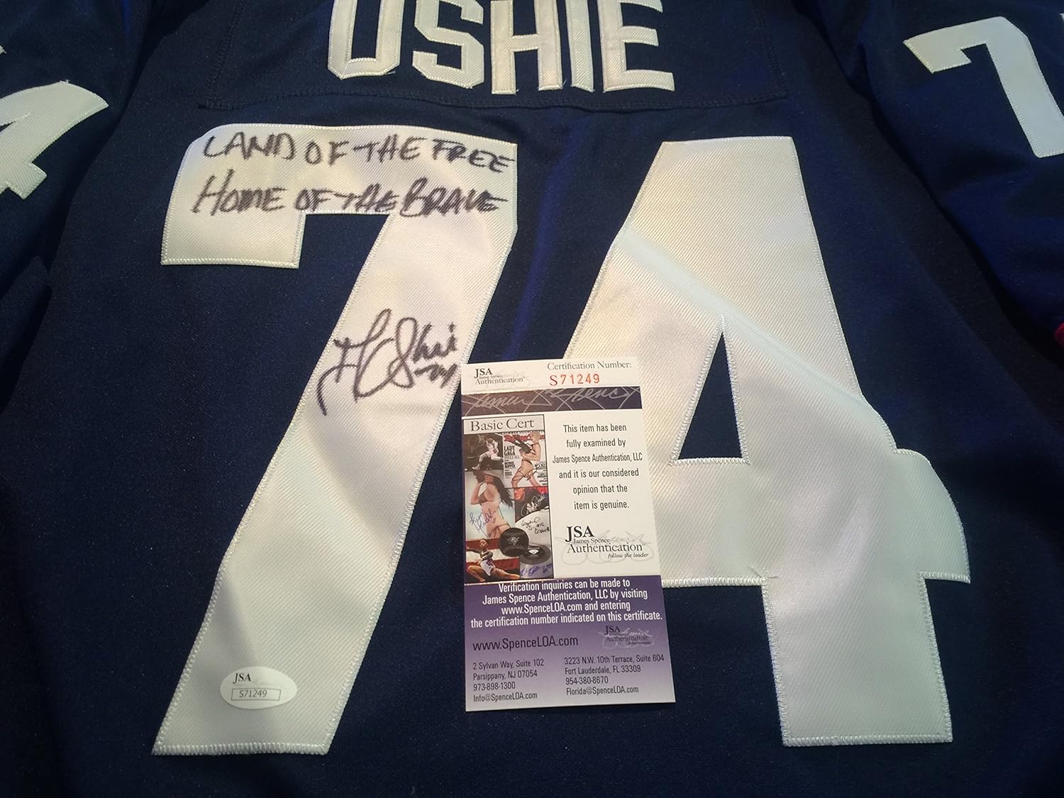 tj oshie autographed jersey