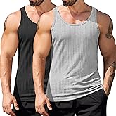 COOFANDY Men's Workout Tank Top Ribbed Knit Sleeveless Gym Muscle T Shirts Bodybuilding Tee
