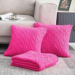 Homiest Cable Knit Throw Blanket and Pillow