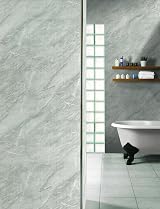 DBS Light Grey Marble 1m x 2.4m Shower Wall Panels Bathroom PVC Cladding Wet view 2