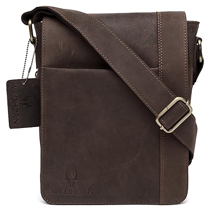 WildHorn Leather 21.59 cms Brown Messenger Bag (WHM228)